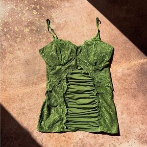 XOXO Olive Green Satin Top